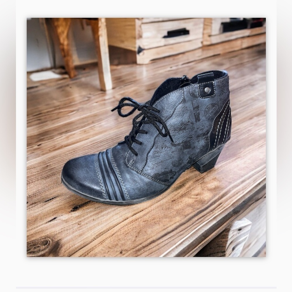 Remonte Cheyenne Distressed Gray Black Leather Lace Up Ankle Boots
Comfort 7.5 - Picture 6 of 15